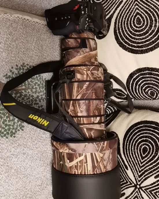 Nikon Z600mm F/4 TC VR S Lens Cover (Green jungle camouflage) Nikon Z600mm F/4 TC VR S Lens Cover (Green jungle camouflage)