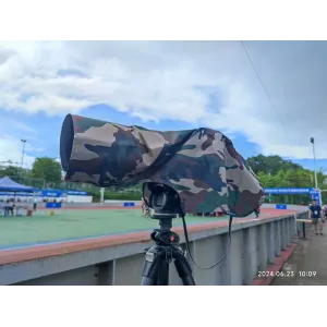 Telephoto lens rain cover,  Size: L (軍緑迷彩)