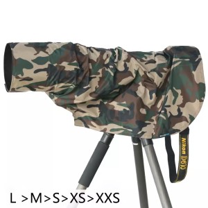 Telephoto lens rain cover,  Size: L (軍緑迷彩)